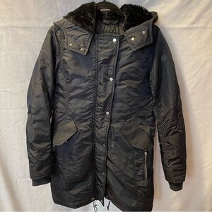 Abercrombie & Fitch Black Warm Winter Trench Coat Puffer Ski Jacket Womens Small